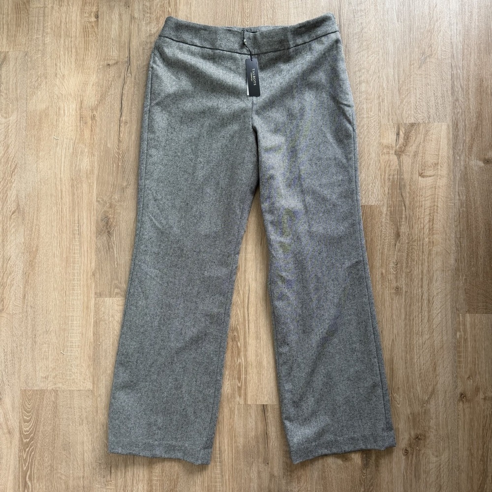 Talbots Classic Side Zip Pants Womens 14 Tall Gray/Black Straight Trouser NWT